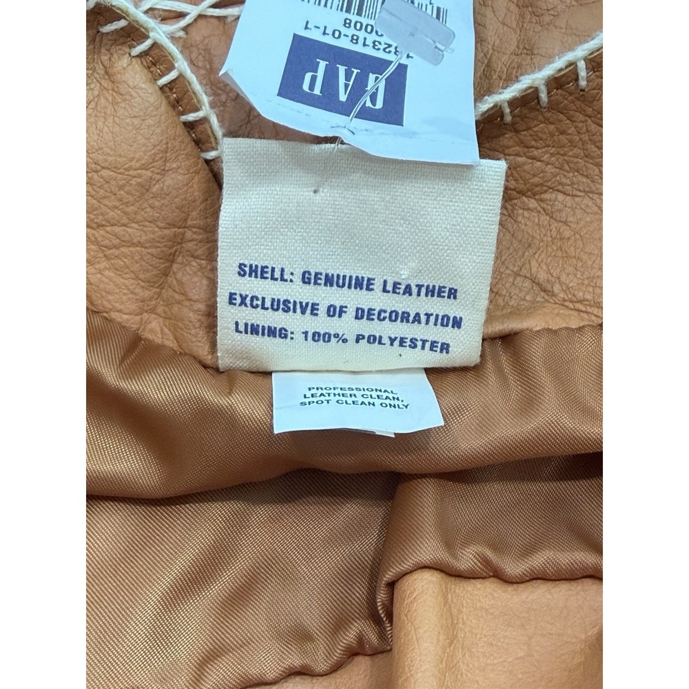 GAP 100% Genuine Leather Mini Skirt Size 8 Brown A-Line Western Y2K NWT - Picture 5 of 7